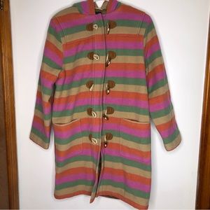 Mini Boden Striped Wool Toggle Jacket Sized for girls 13-14year old. EUC